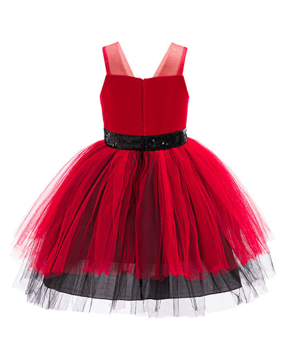 Toddler Girls Red Princess Costume Red Wonderland Tutu Dress and Wig for Halloween Party