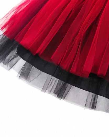 Toddler Girls Red Princess Costume Red Wonderland Tutu Dress and Wig for Halloween Party