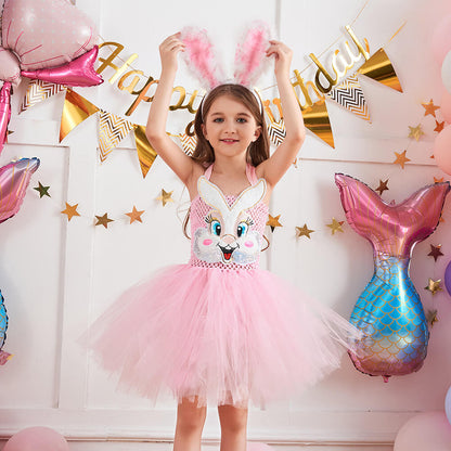 Girls Cute Bunny Costume  Backless Bunny Tutu Dress with Headband
