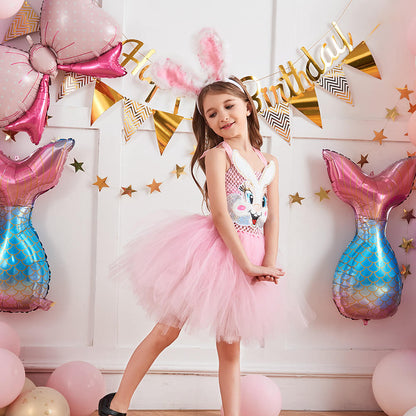 Girls Cute Bunny Costume  Backless Bunny Tutu Dress with Headband