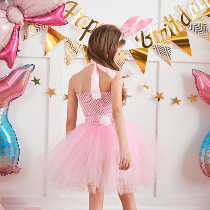 Girls Cute Bunny Costume  Backless Bunny Tutu Dress with Headband