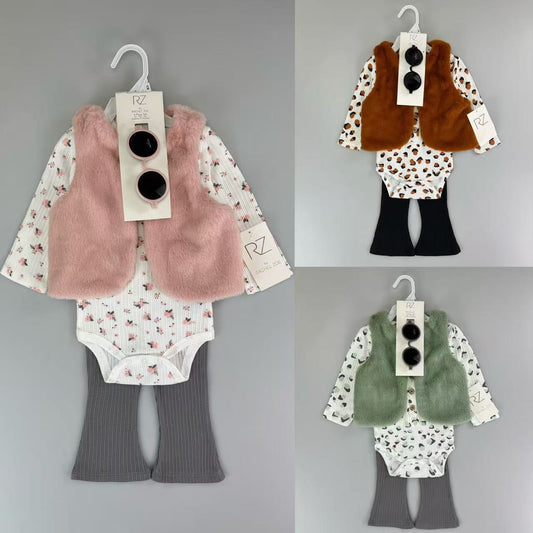 Paquete de 4 chalecos para bebé - Conjunto de mamelucos blancos para niños y niñas (3M-12M)