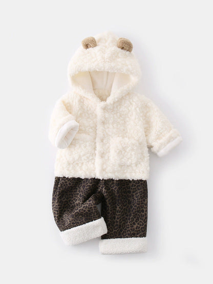 Baby and Toddler White Fleece Hoodie & Pants 2-Piece Outfit Set