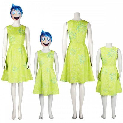 Inside Out Joy Dress and Mask Party Cosplay Joy Costume Sleeveless Yellow Dress