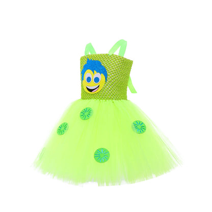 Inside Out Joy Costume Kids Joy Tutu Dress with Hair Band Party Birthday Halloween Costume