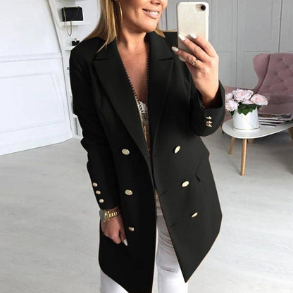 Abrigo midi de doble botonadura con cuello solapa y mezcla de lana premium
