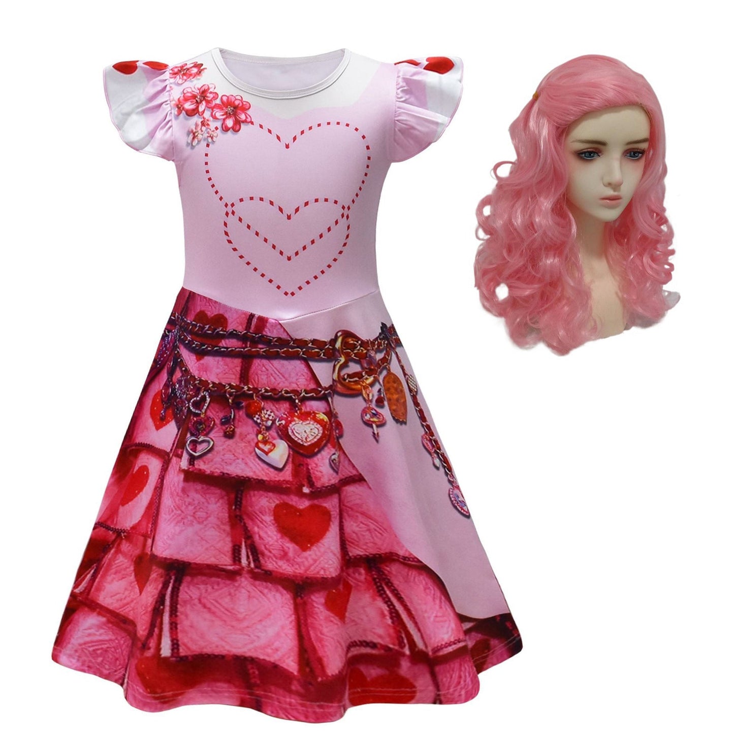 El auge del disfraz de Red Bridget, vestido rosa, princesa, la Reina de Corazones