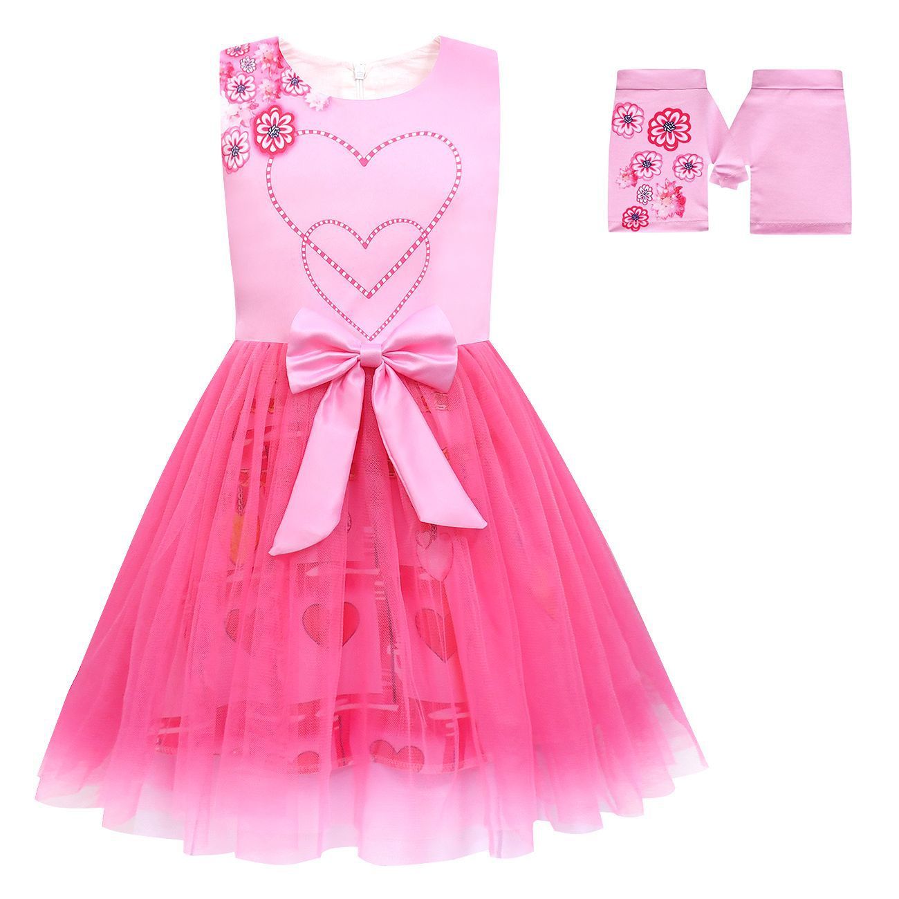 Filles La Reine de Cœur Robe Princesse Rose Bridget Costume d'Halloween avec Accessoires