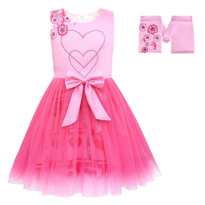 Filles La Reine de Cœur Robe Princesse Rose Bridget Costume d'Halloween avec Accessoires