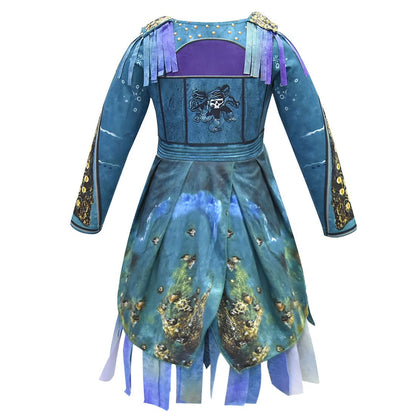 Filles Costume Uma Robe à pampilles Chapeau et Perruque Colorée pour Halloween Cosplay
