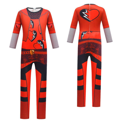 Enfants La Montée de la Princesse Rouge Costume Combinaison Rouge avec Gants pour Fête Déguisée