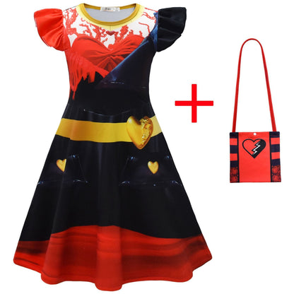 Filles La Robe et le Sac à Manches Volantes Rouges La Princesse Rouge Ensemble Complet