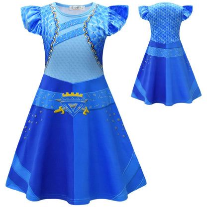 Enfants La Montée de la Robe Rouge Costume Charmant Chloé Filles Halloween Robe Bleue