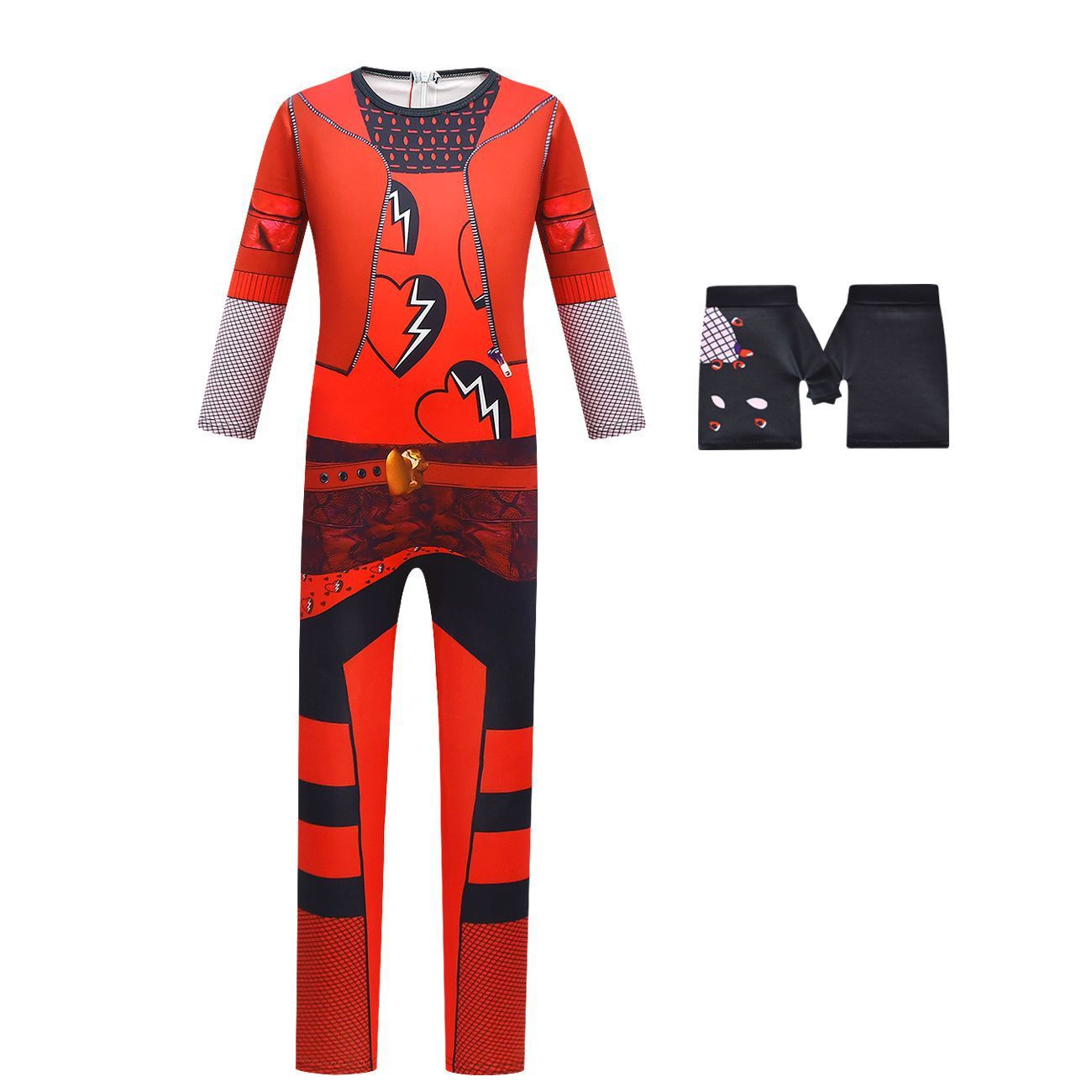 Enfants La Montée de la Princesse Rouge Costume Combinaison Rouge avec Gants pour Fête Déguisée