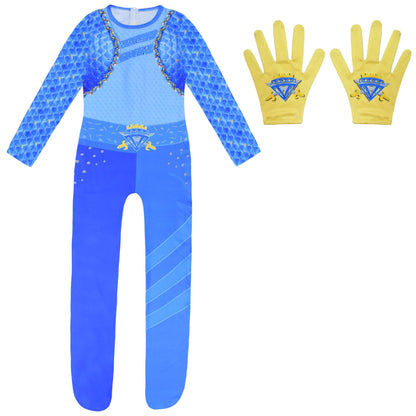 Disfraz de Chloe Charming para niñas con guantes, conjunto rojo y azul de Rise para carnaval