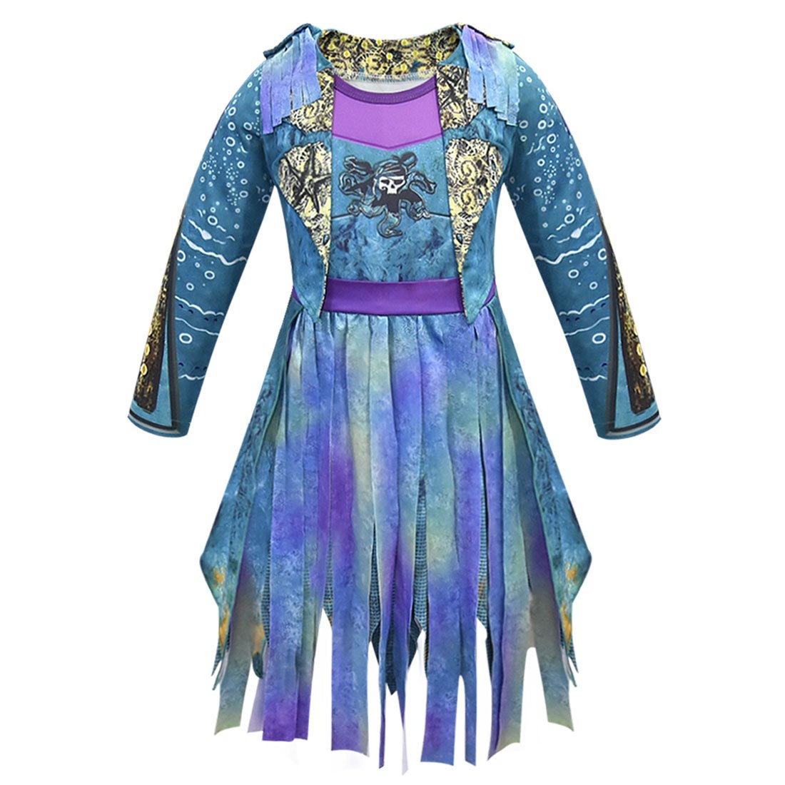 Filles Costume Uma Robe à pampilles Chapeau et Perruque Colorée pour Halloween Cosplay