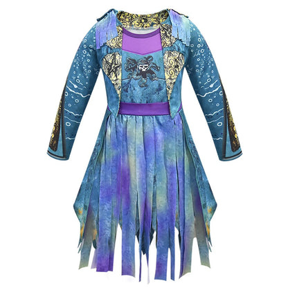 Filles Costume Uma Robe à pampilles Chapeau et Perruque Colorée pour Halloween Cosplay