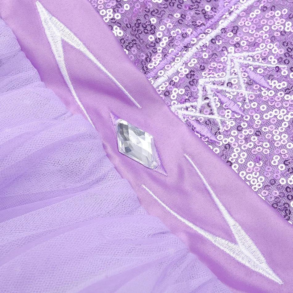 Disfraz de Ana para niñas, vestido de princesa con luces, vestido de cumpleaños con lentejuelas moradas, vestido de fiesta