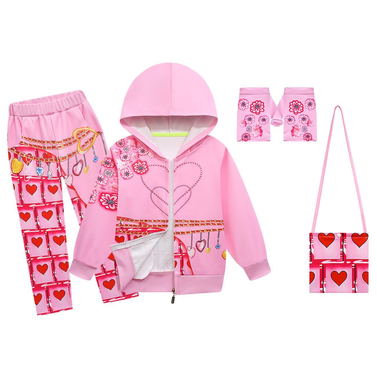 Filles La Reine de Cœur Tenue Bridget Sweat-shirt à capuche zippé Pantalon et accessoires pour Cosplay