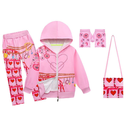 Filles La Reine de Cœur Tenue Bridget Sweat-shirt à capuche zippé Pantalon et accessoires pour Cosplay