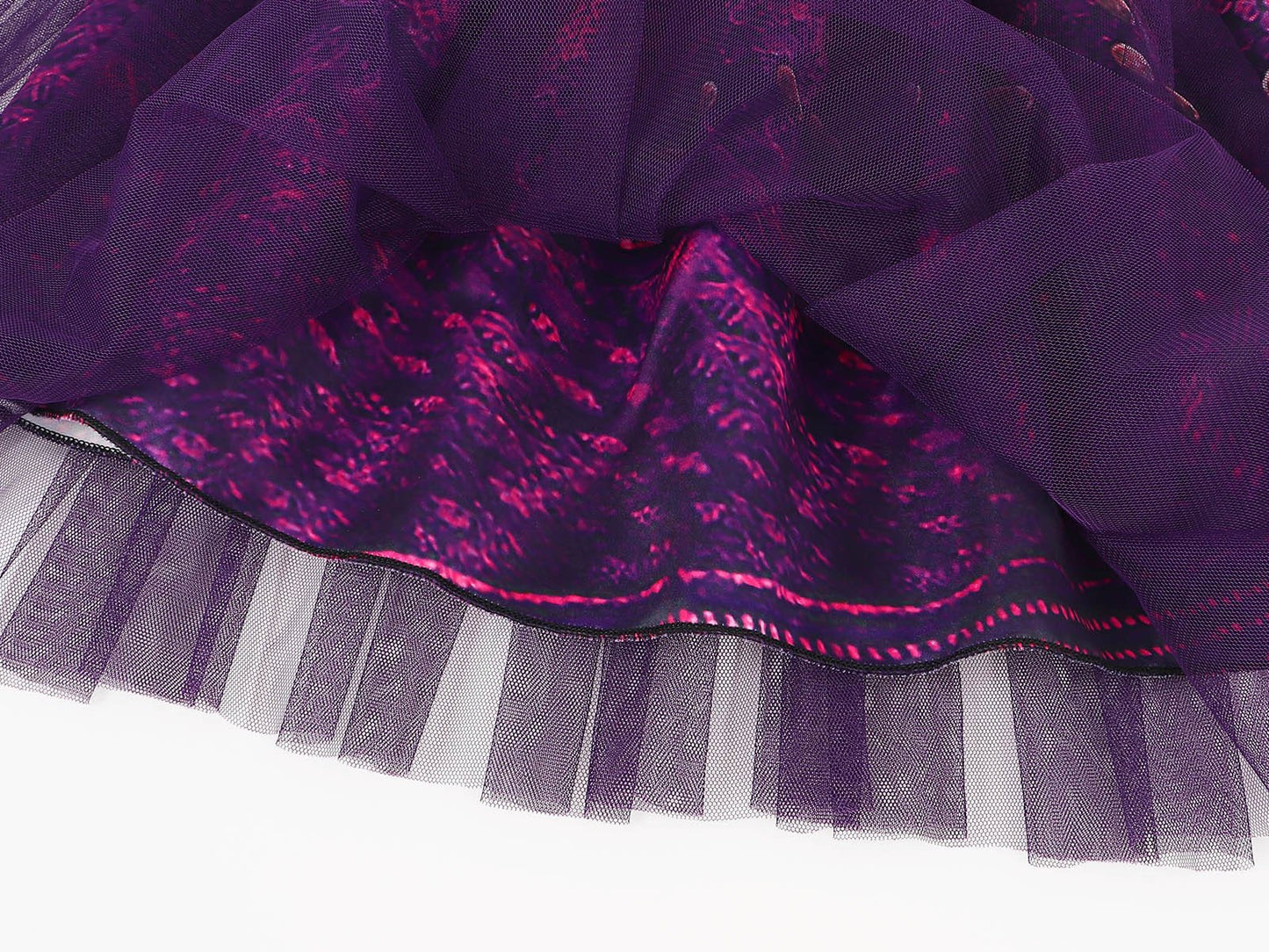 Robe de princesse Mal pour enfant, costume en tulle violet et perruque pour fête