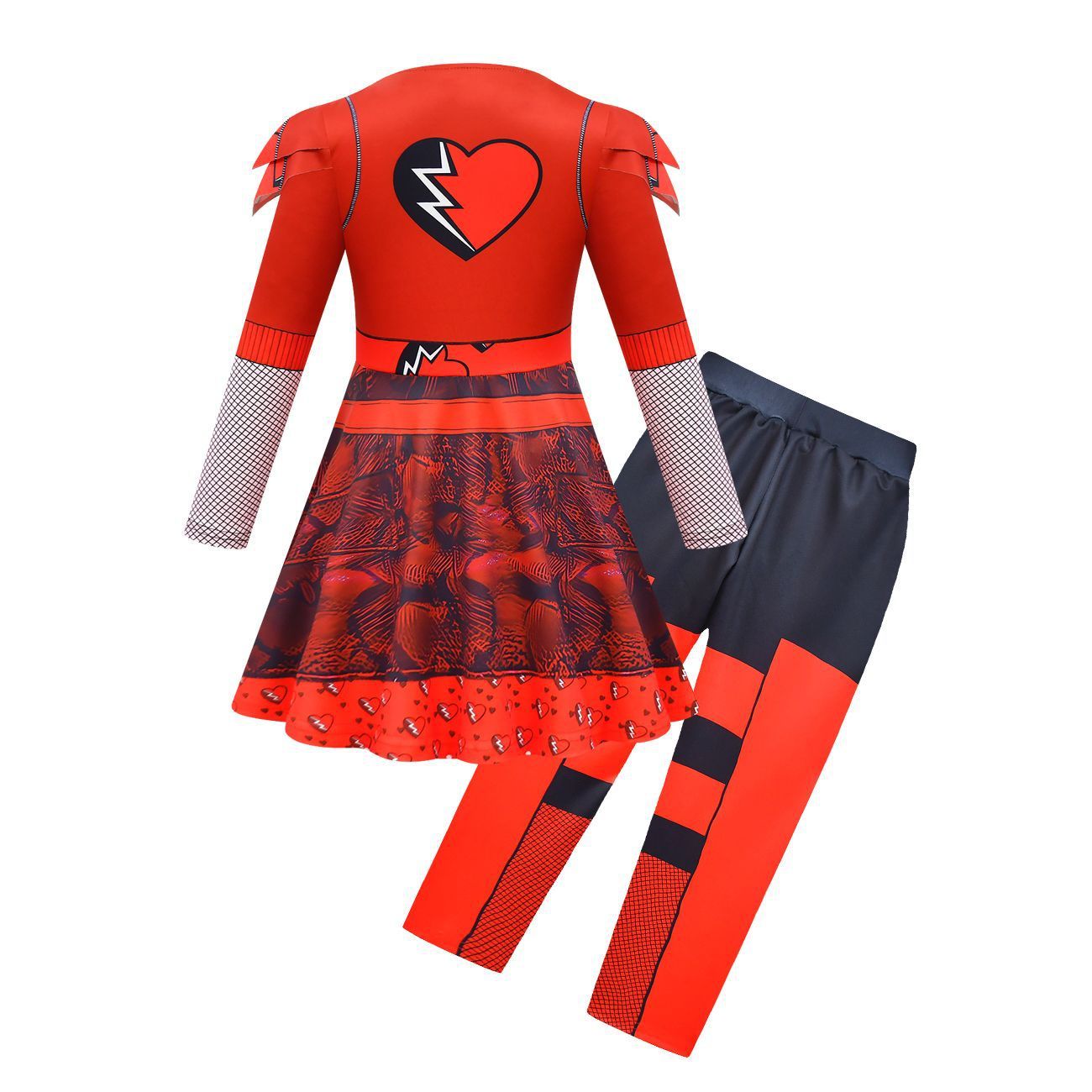 Costume Rouge Fille La Montée du Cosplay Rouge Robe, Pantalon et Gants pour Halloween