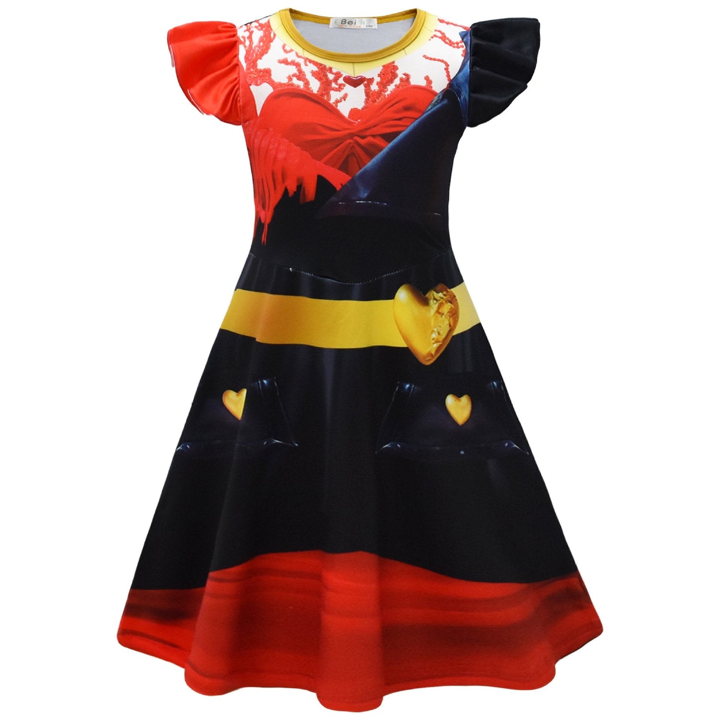 Filles La Robe et le Sac à Manches Volantes Rouges La Princesse Rouge Ensemble Complet