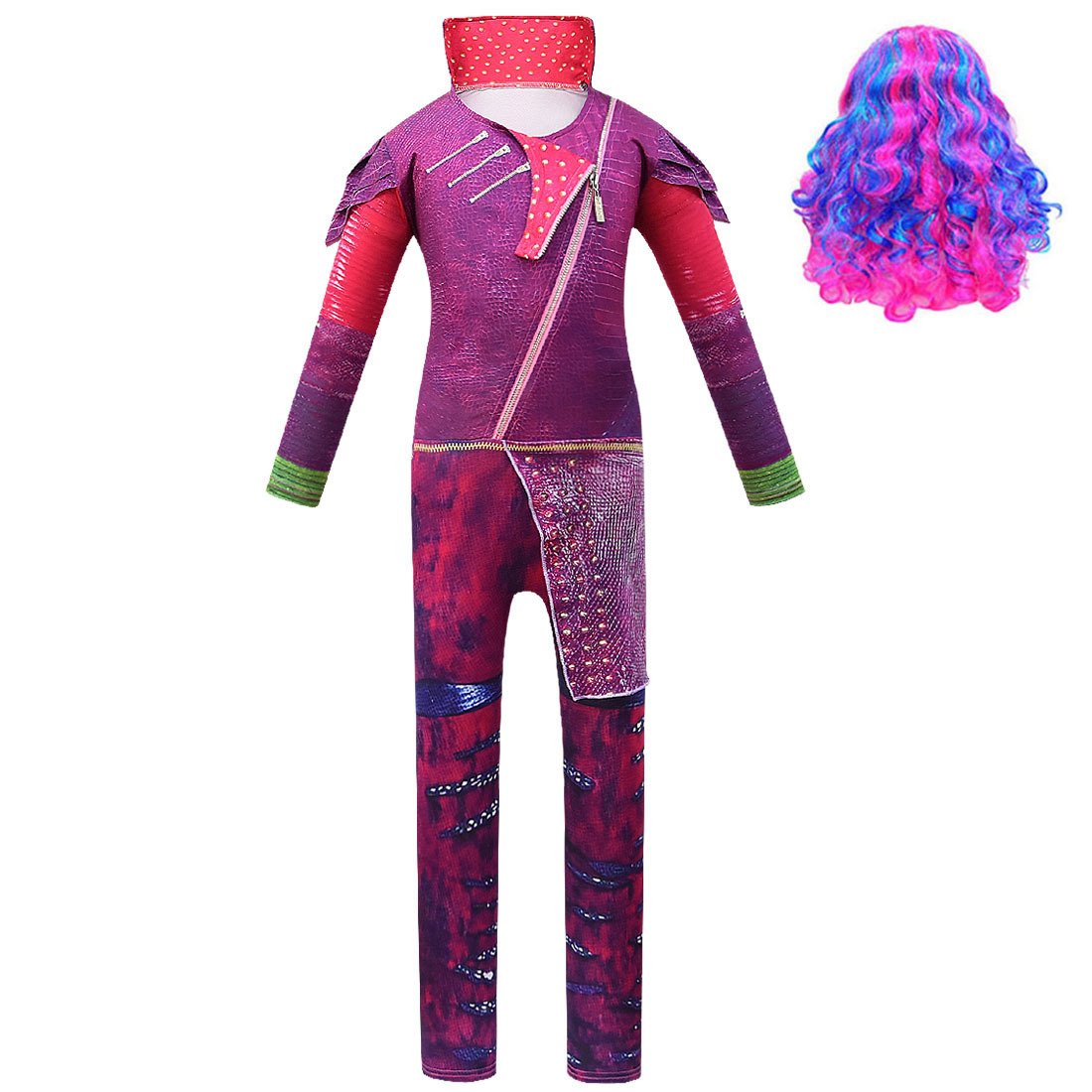 Déguisement pour enfants Mal, combinaison, perruque et gants pour Halloween ou Carnaval