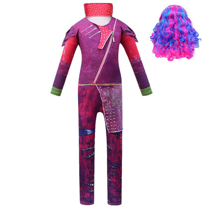 Déguisement pour enfants Mal, combinaison, perruque et gants pour Halloween ou Carnaval