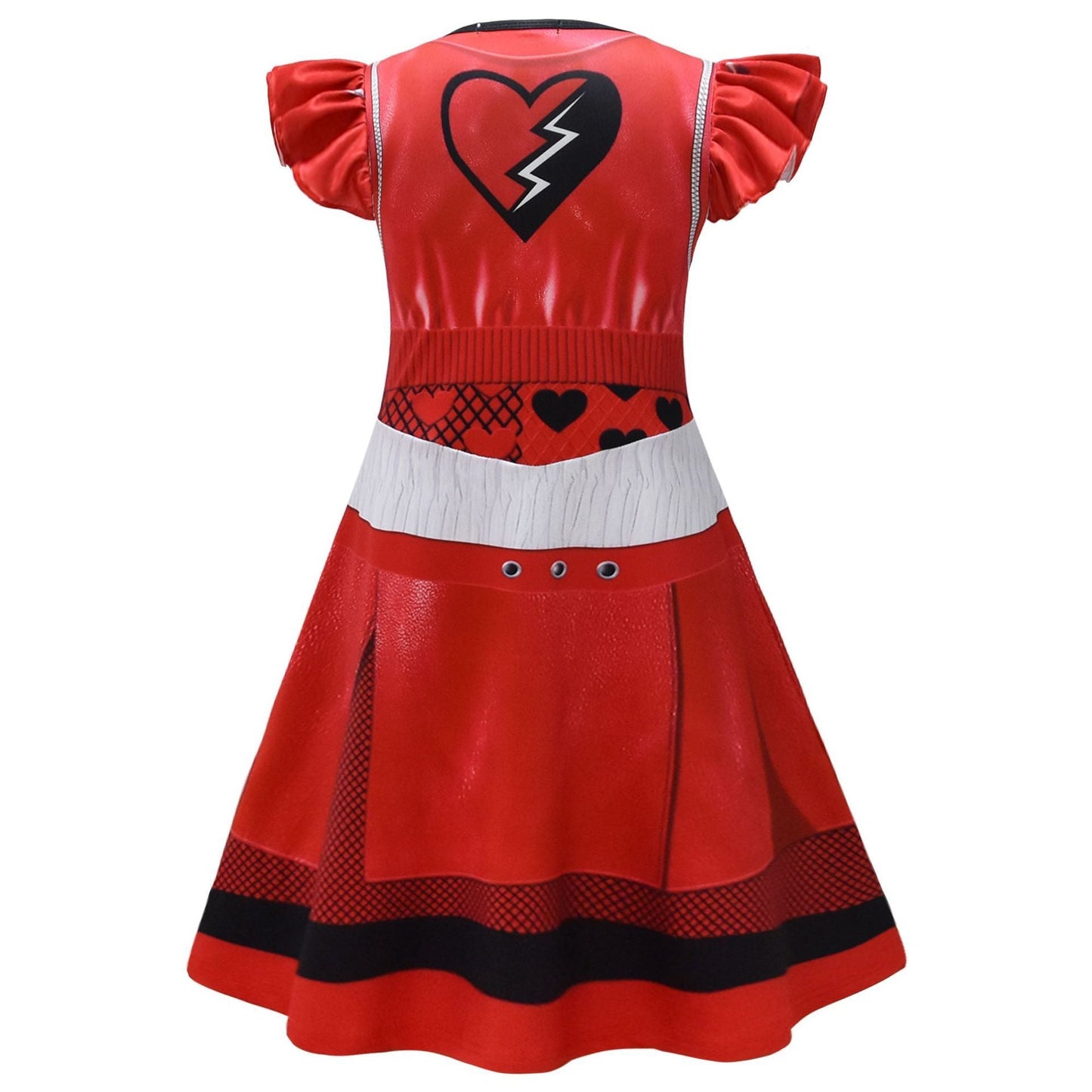 Filles La montée Rouge 4 Robe de princesse Film 2024 Costume rouge avec longue perruque rouge pour fête déguisée