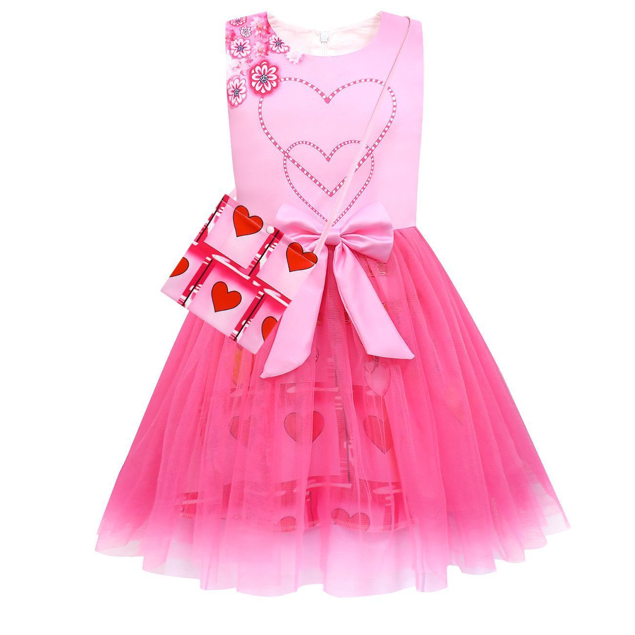 Filles La Reine de Cœur Robe Princesse Rose Bridget Costume d'Halloween avec Accessoires