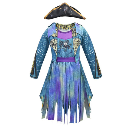 Filles Costume Uma Robe à pampilles Chapeau et Perruque Colorée pour Halloween Cosplay