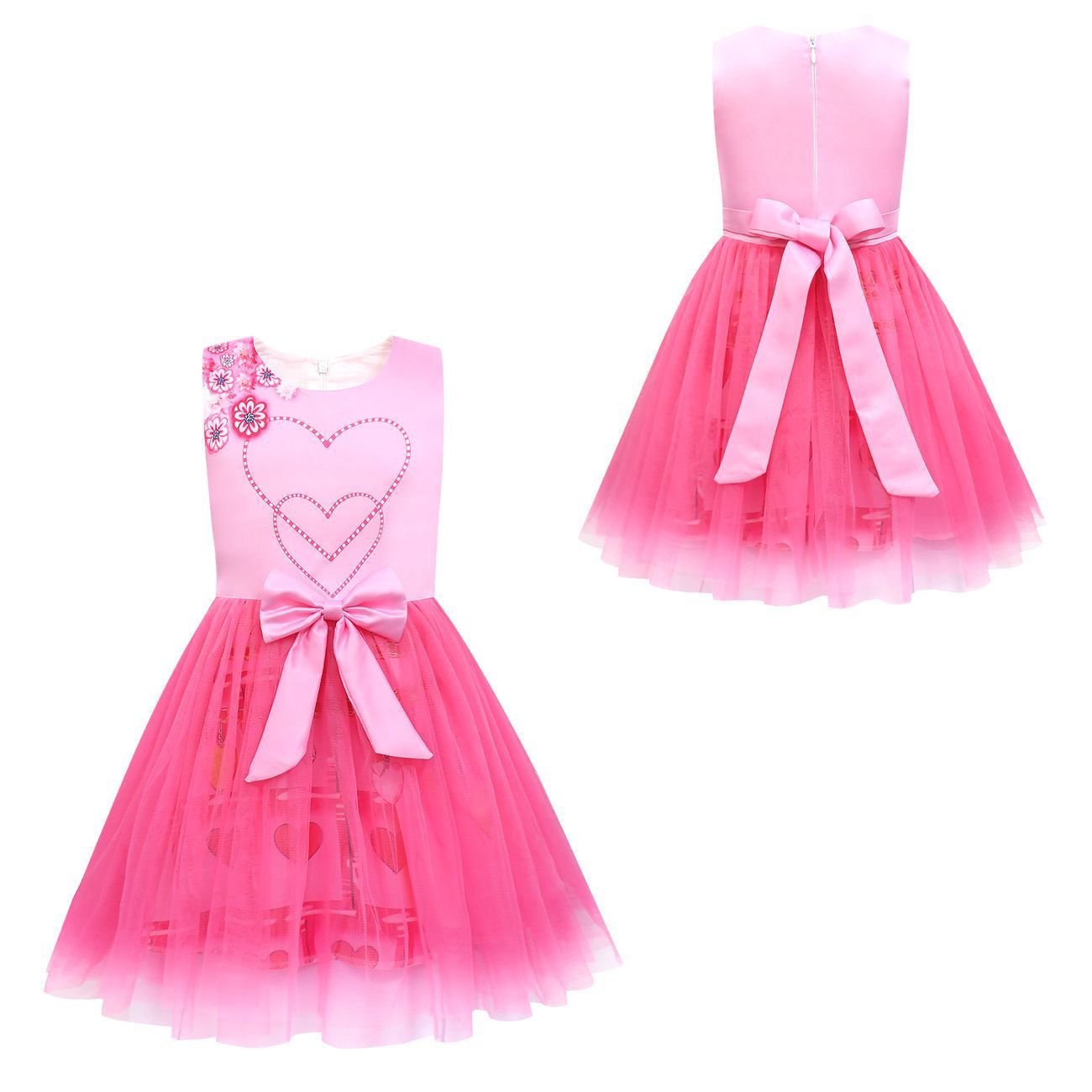 Filles La Reine de Cœur Robe Princesse Rose Bridget Costume d'Halloween avec Accessoires