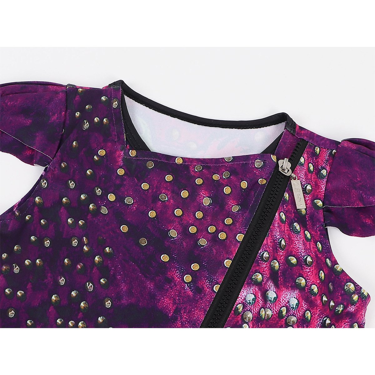 Robe de princesse Mal pour enfant, costume en tulle violet et perruque pour fête