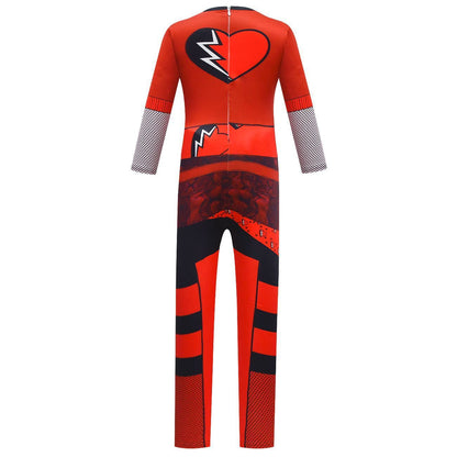 Enfants La Montée de la Princesse Rouge Costume Combinaison Rouge avec Gants pour Fête Déguisée
