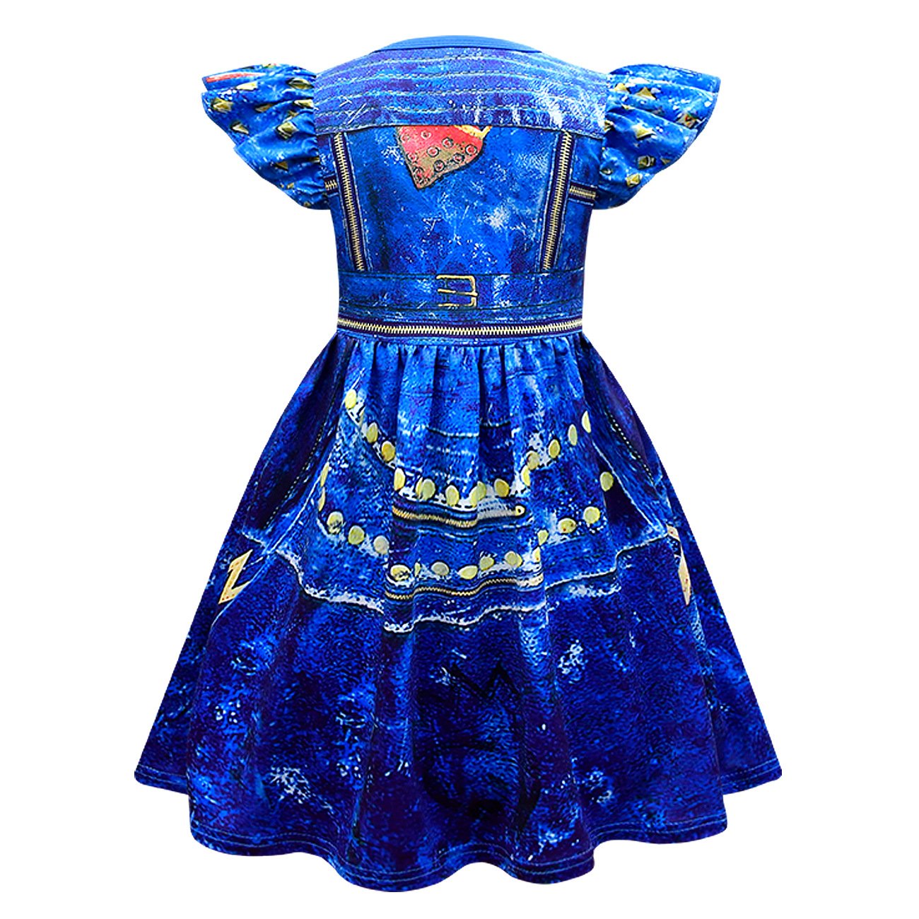 Enfants Robe Évie Princesse Costume Cosplay Perruque Évie Gants et Robe pour Halloween Carnaval