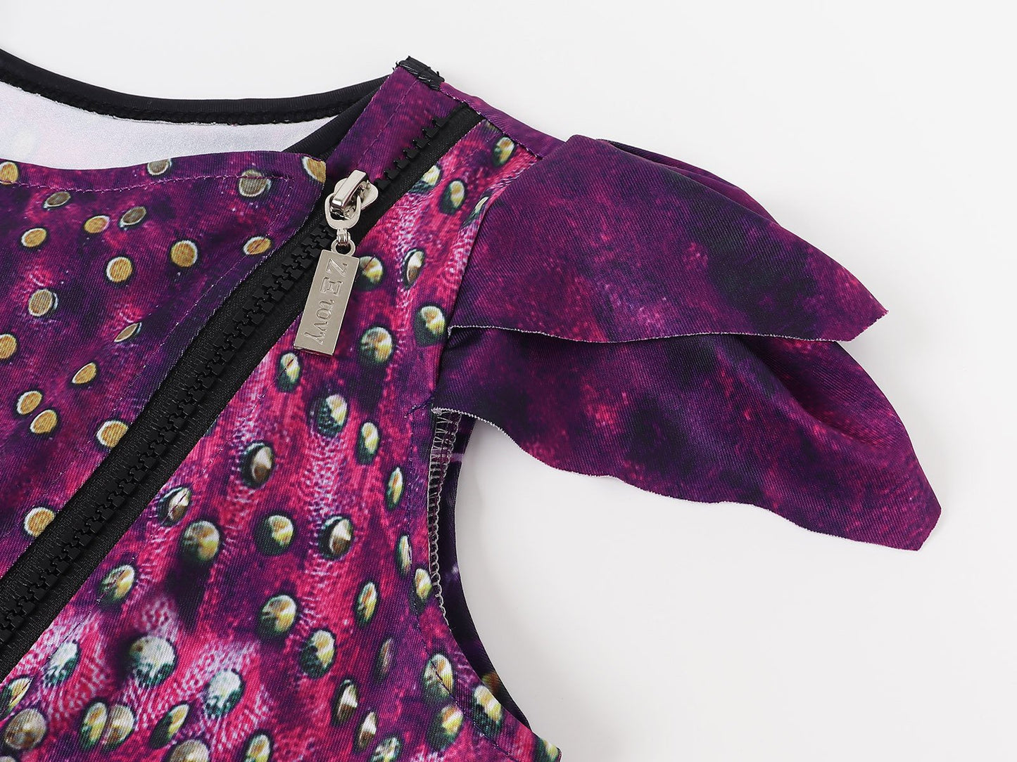 Robe de princesse Mal pour enfant, costume en tulle violet et perruque pour fête
