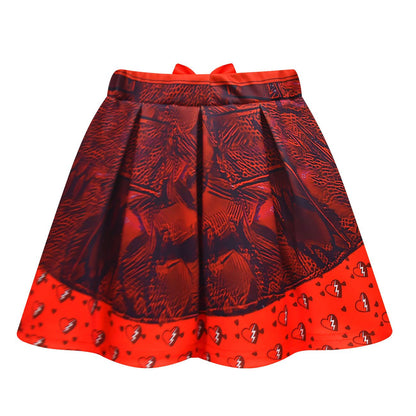 Ensemble T-shirt et jupe enfant princesse rouge tenue Fille de la Reine de Cœur
