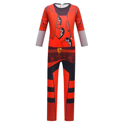 Enfants La Montée de la Princesse Rouge Costume Combinaison Rouge avec Gants pour Fête Déguisée