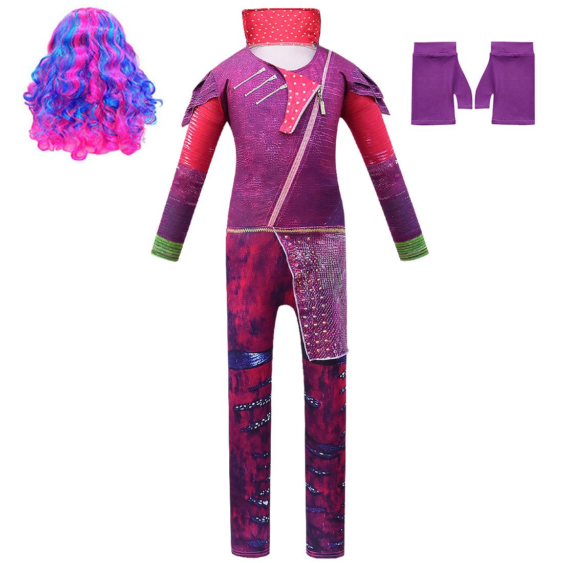 Déguisement pour enfants Mal, combinaison, perruque et gants pour Halloween ou Carnaval