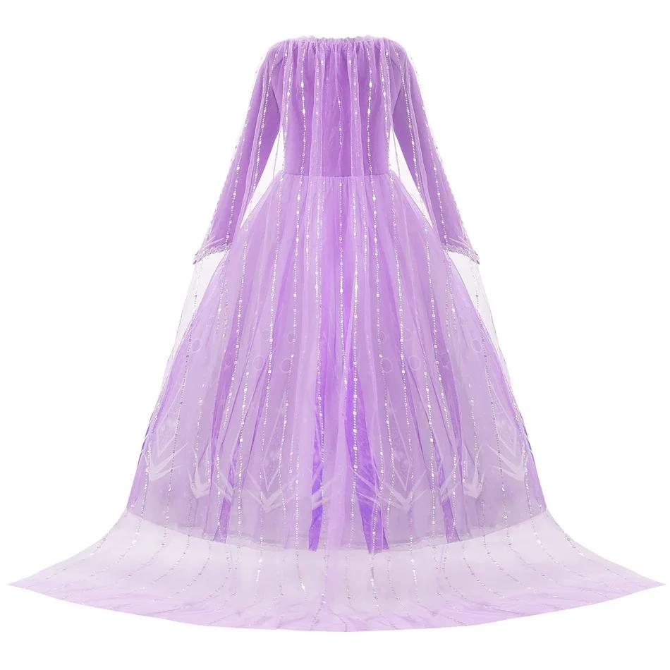 Disfraz de Ana para niñas, vestido de princesa con luces, vestido de cumpleaños con lentejuelas moradas, vestido de fiesta