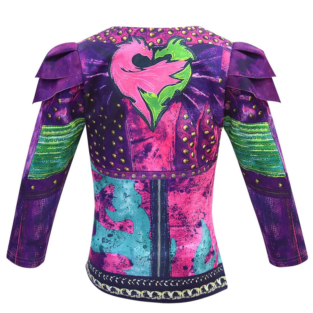 Tenue de reine dragon pour enfants, haut de gilet, pantalon et perruque Mal pour filles, ensemble complet pour Halloween et carnaval