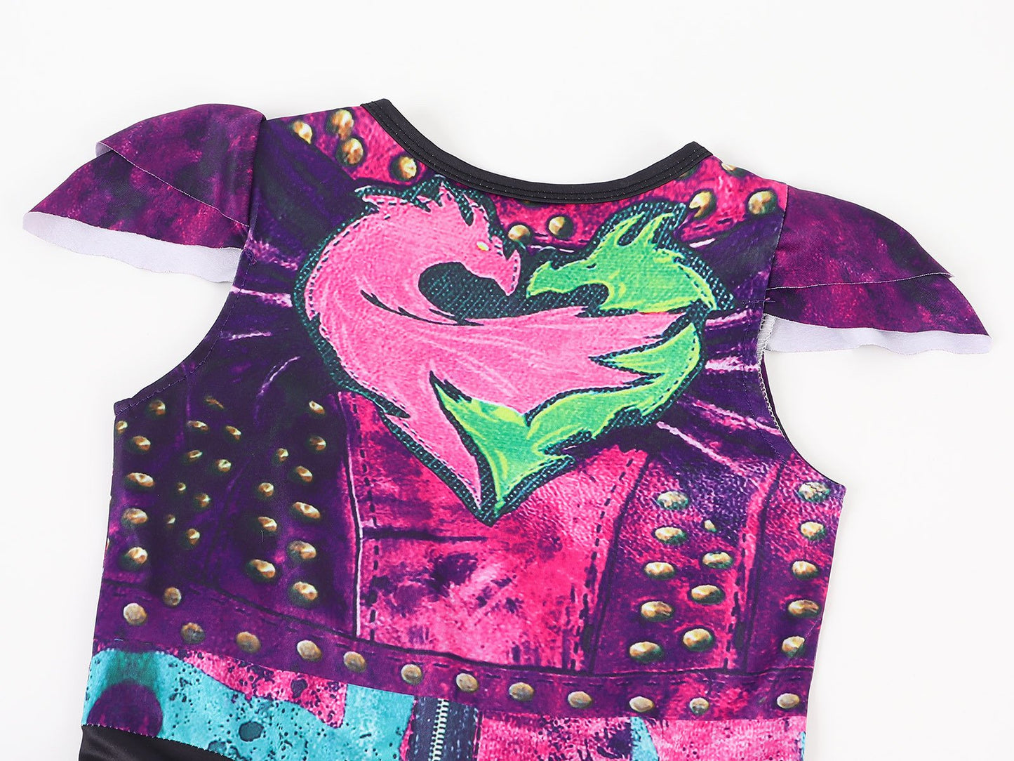 Robe de princesse Mal pour enfant, costume en tulle violet et perruque pour fête