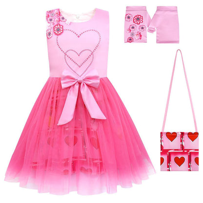 Filles La Reine de Cœur Robe Princesse Rose Bridget Costume d'Halloween avec Accessoires