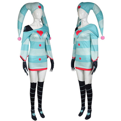 Fizzarolli Costume Women Fizzarolli Clown Cosplay Dress With Hat And Stockings Halloween Costume