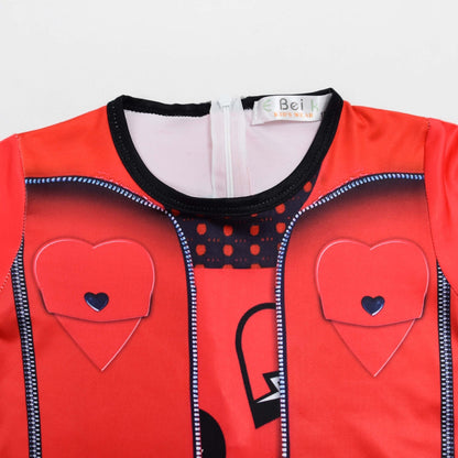 Enfants La Montée de la Combinaison Rouge et des Gants Costume Princesse Rouge et Perruque pour Filles pour le Cosplay
