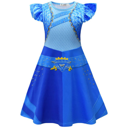 Enfants La Montée de la Robe Rouge Costume Charmant Chloé Filles Halloween Robe Bleue