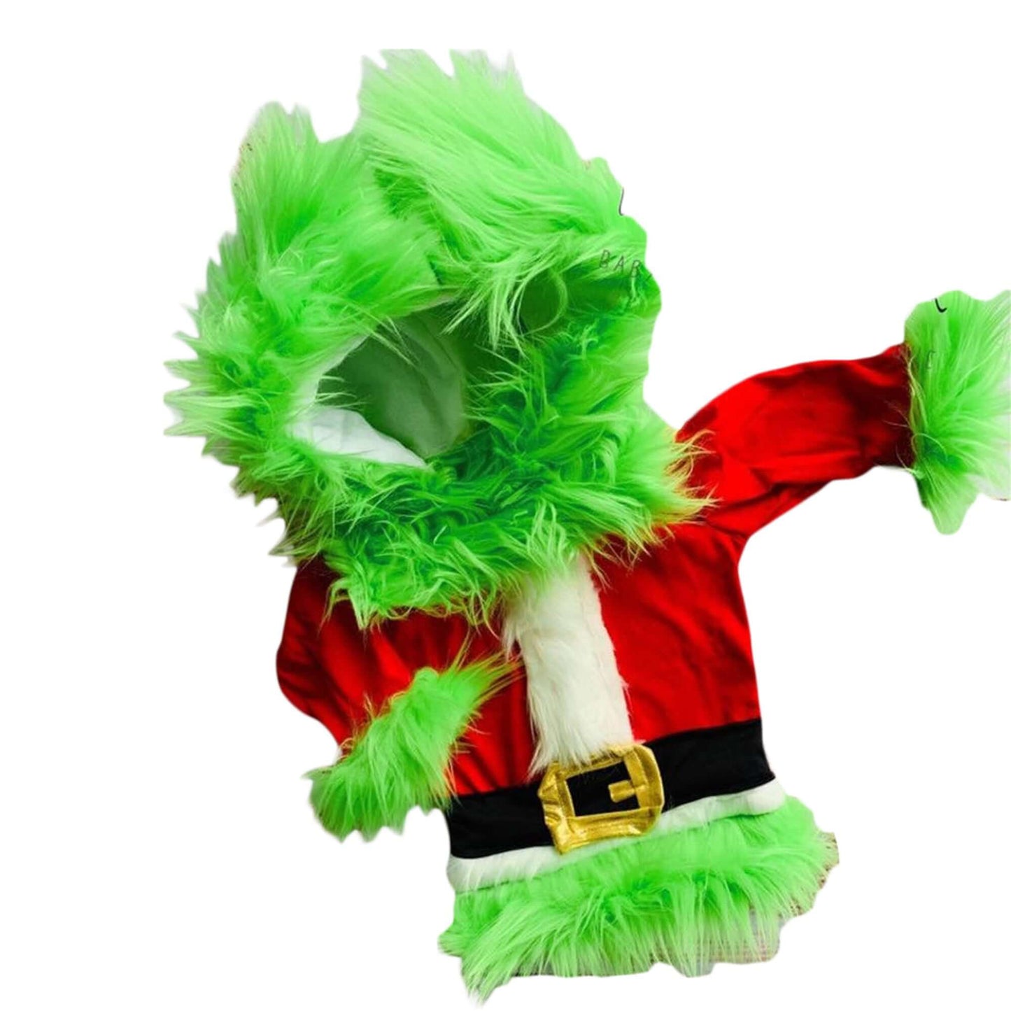 Disfraz de Monstruo Verde de Papá Noel para Niños, Traje de Navidad Peludo con Capucha para Niños y Niñas