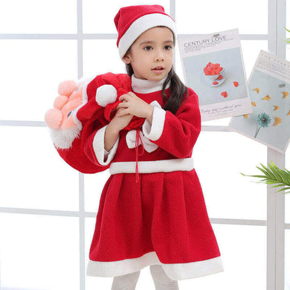 Kids Teens Santa Claus Costume Beard Bag Full Set for Boys Girls Christmas Party Cosplay