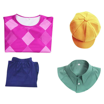 KPop Fashion Stage Performance Outfit Pink Top and Navy Jeans Cosplay Full Set for Boys and Men